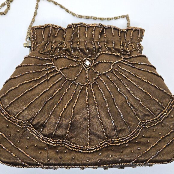 🥂 Di Firenze Victorian Style Beaded Evening Bag With Chain Strap - Picture 6 of 11